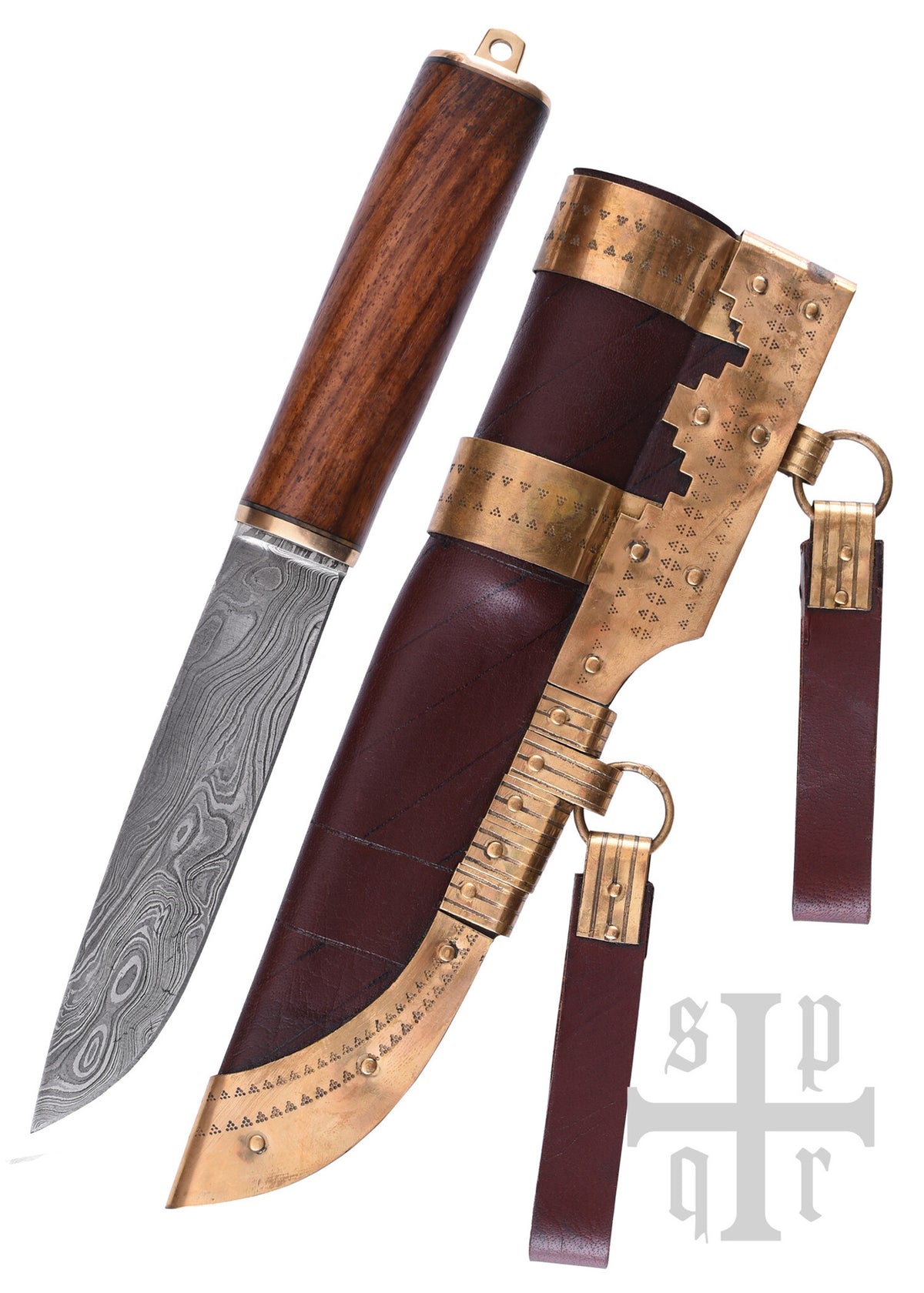 Viking seax Roskilde, damascus steel, semi-sharp