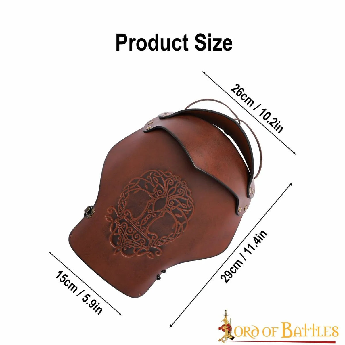 Leather pauldron Yggdrasil Mjolnir, green