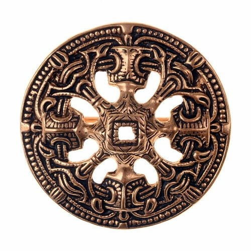 Viking disc fibula, Borre style, bronze
