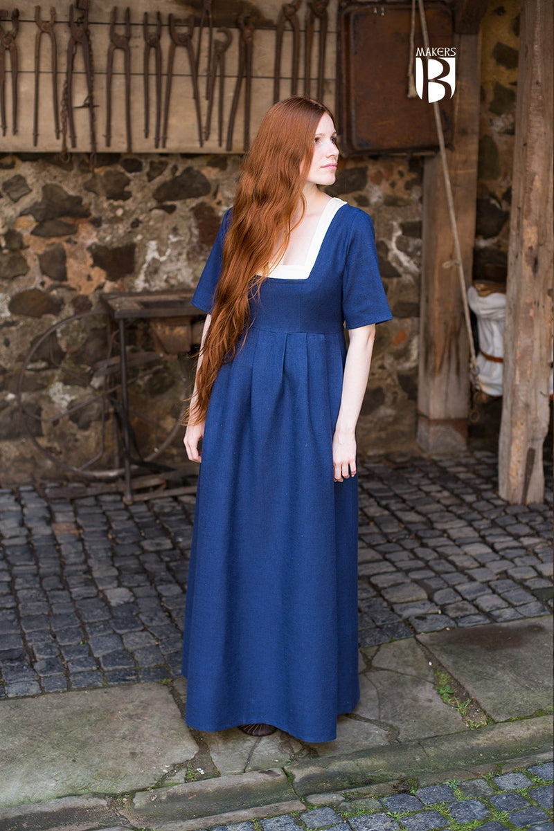 Robe médiévale Frideswinde, 14e siècle, bleu