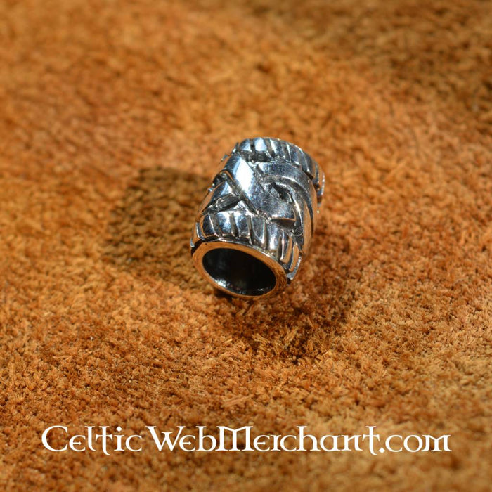 Beard bead with Celtic knot, sterling silver