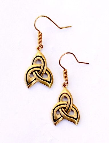 Celtic earrings trisquelion, bronze