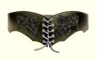 Corset belt Bertholdin B with Viking motif, black leather