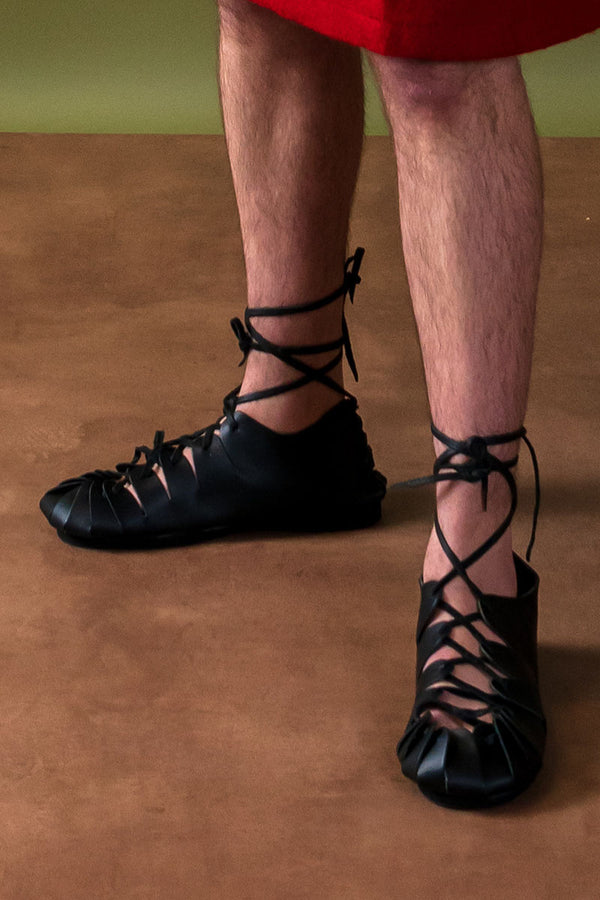 Leather Iron Age sandals black
