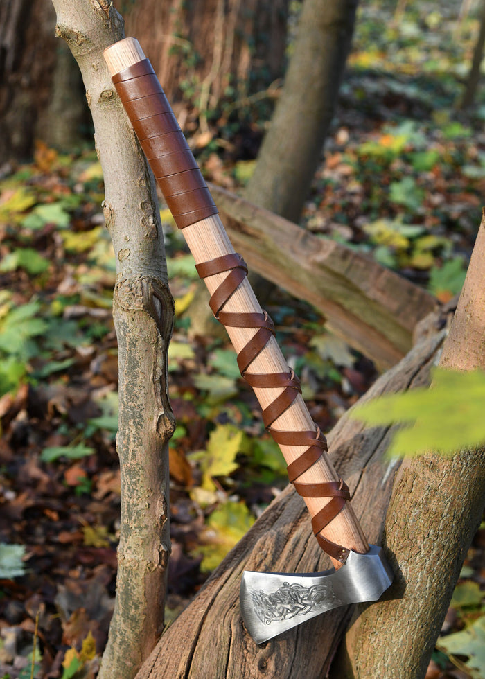 Viking axe, type L, engraved, semi-sharp