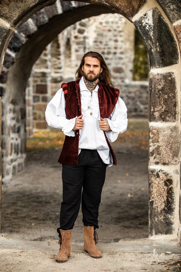 Velvet doublet with metal buttons, red