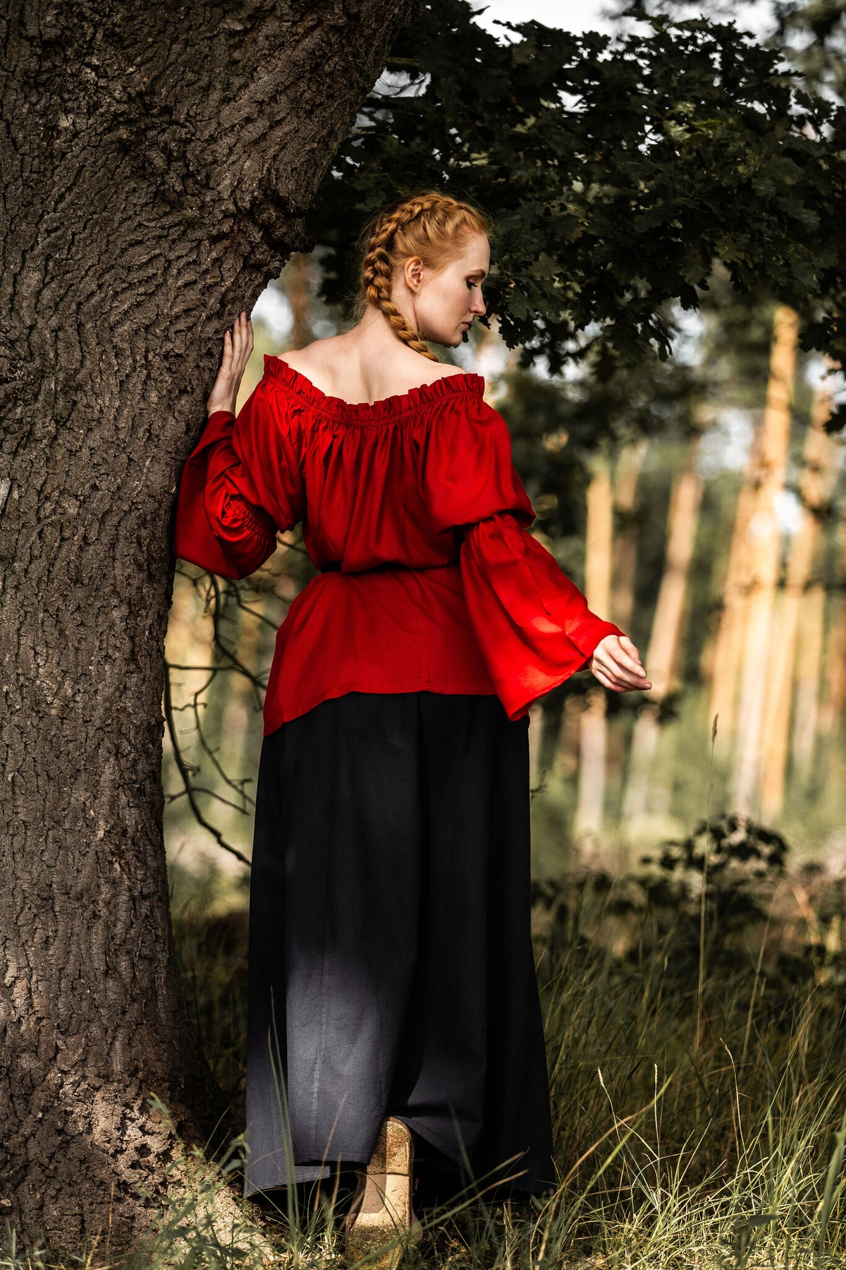 Baroque blouse, red