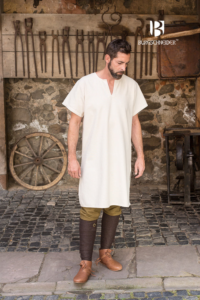 Medieval undertunic Snorri, short sleeves, cream