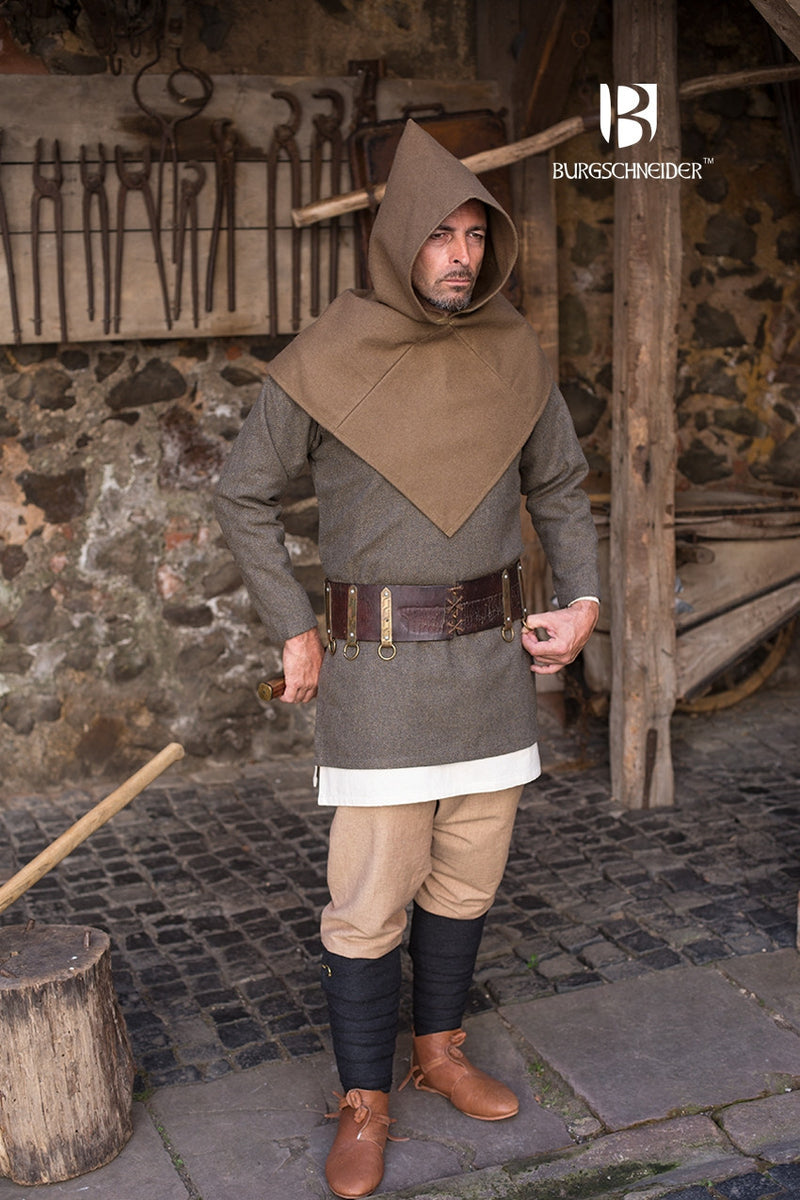 Middelalderkaper Skjoldehamn, uldblanding, efterårsgrøn