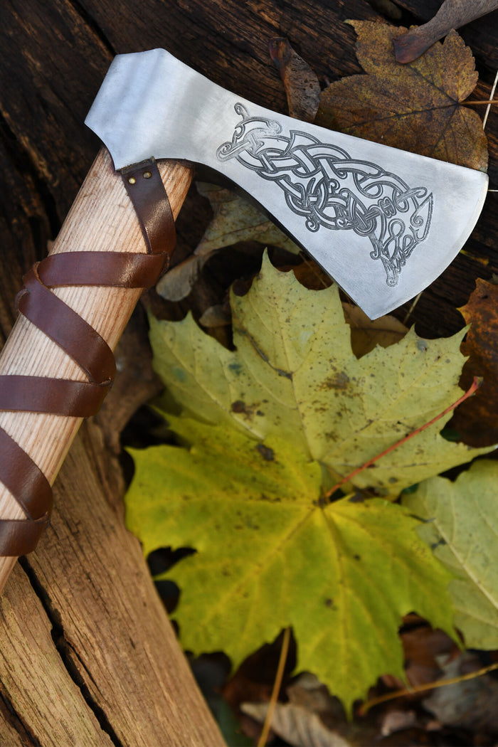 Viking axe, type L, engraved, semi-sharp