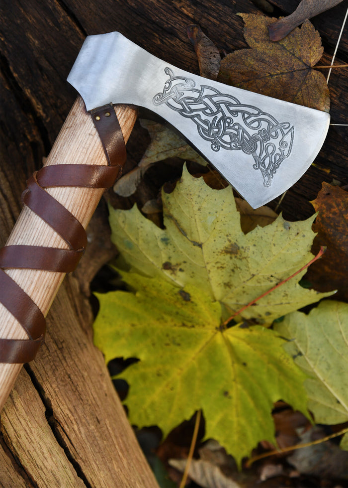Viking axe, type L, engraved, semi-sharp