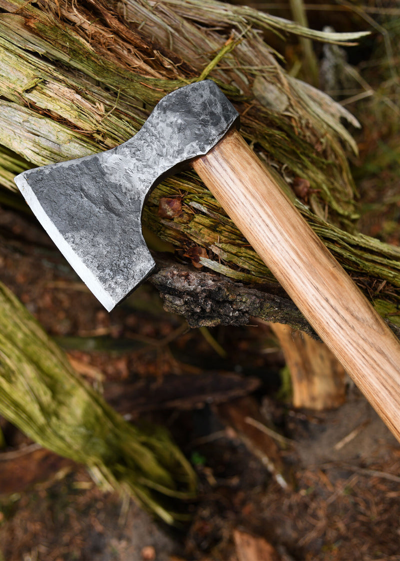 Vikingbijl, handgesmeed staal, type D, semi-scherp