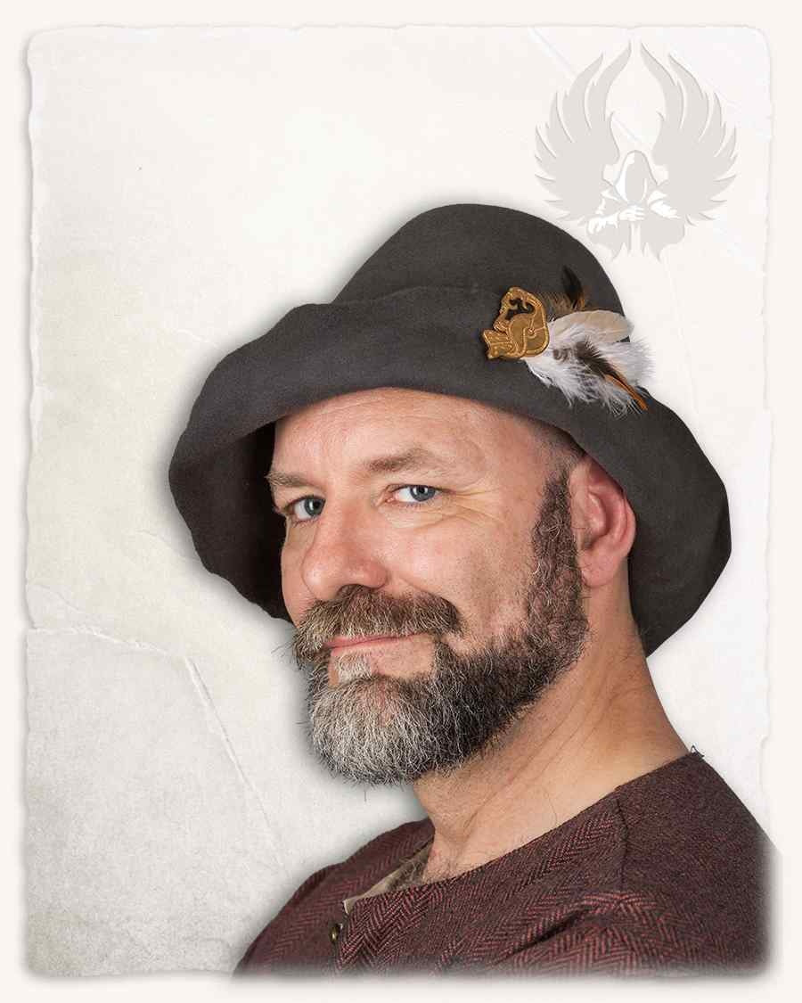 Medieval felt hat Bruno, gray, wool mix