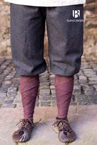 Viking trousers herringbone motif Tilda, black-grey, wool mix