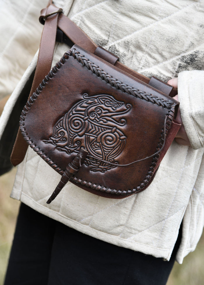 Leather bag with dragon