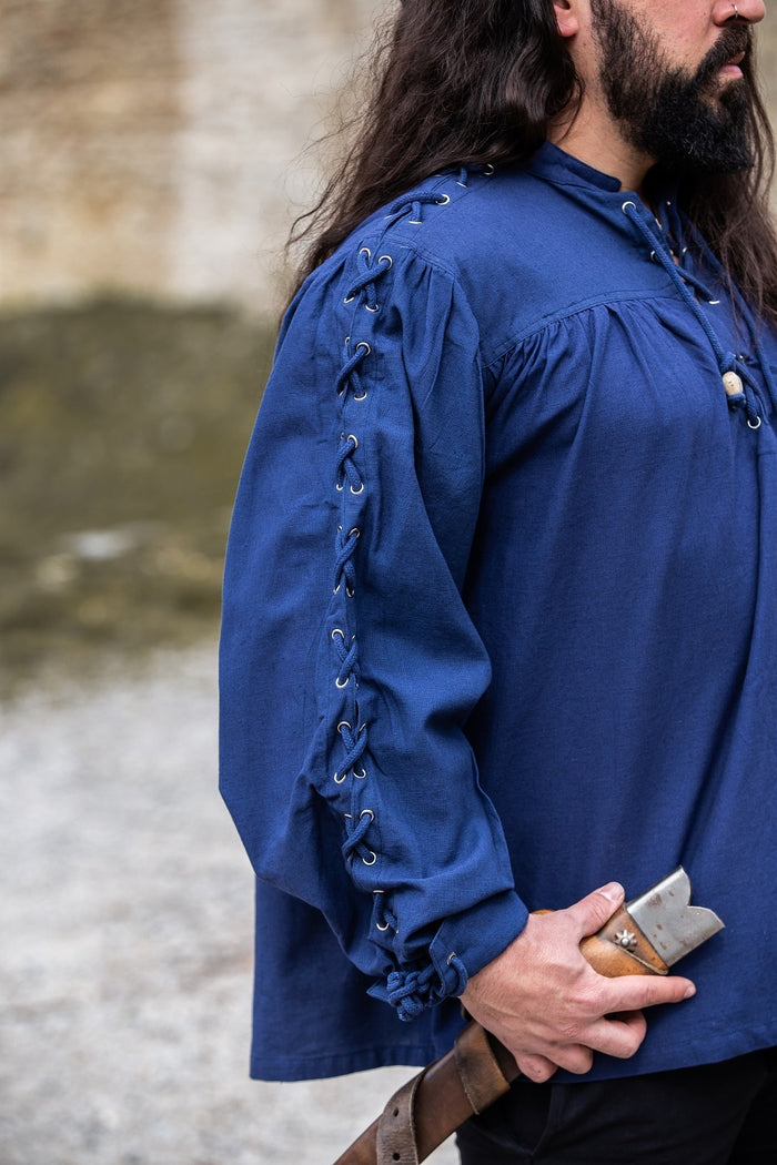 Pirate shirt with laces, blue