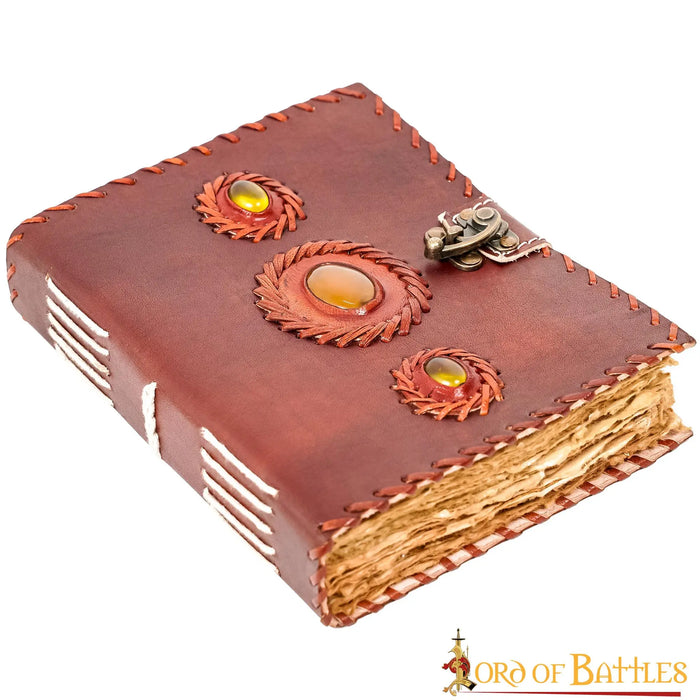 Leather diary with stones