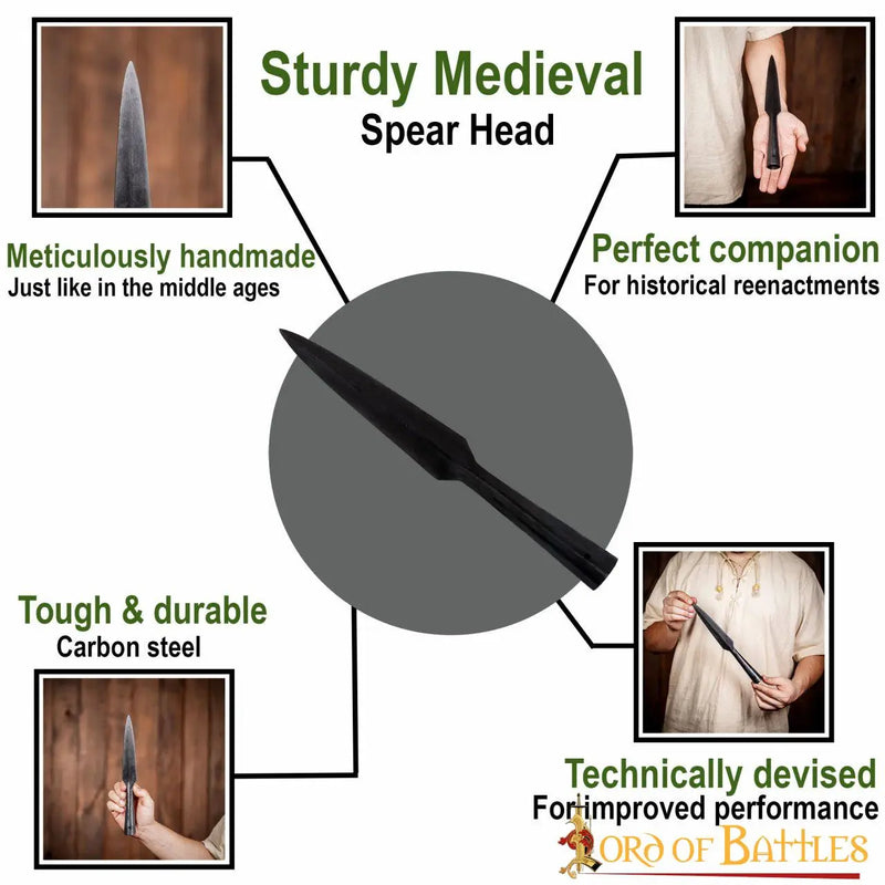 Punta de lanza altomedieval con alas, bronceada, semi-afilada