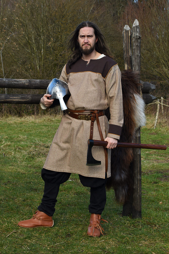 Germanic Thorsberg tunic, herringbone pattern, brown