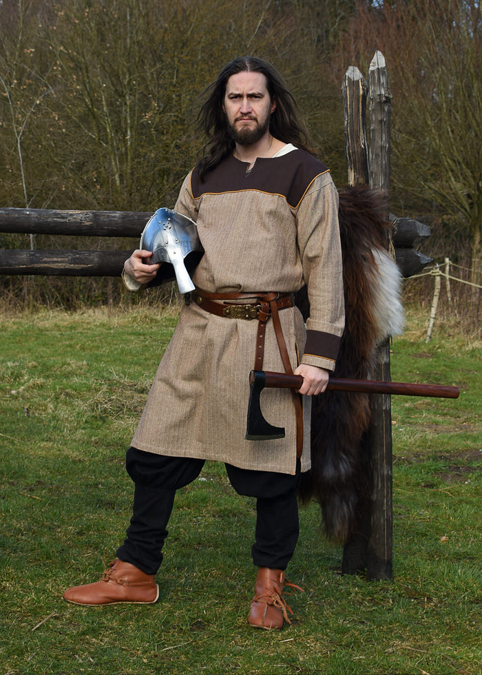 Germanic Thorsberg tunic, herringbone pattern, brown