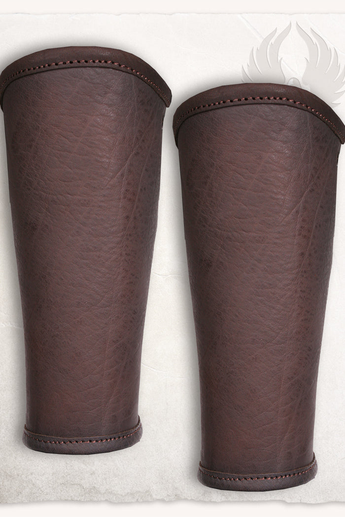 Borg Leather Bracers, forearm guards, brown