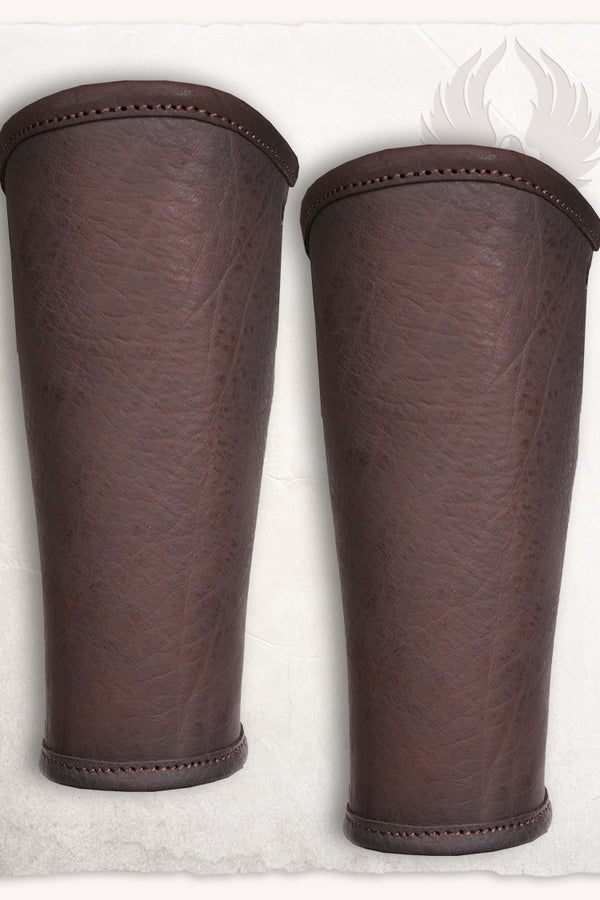 Borg Leather Bracers, forearm guards, brown