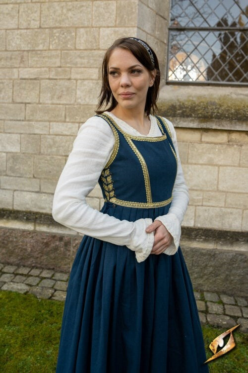 Włoska gamurra, koniec XV wieku, niebieska