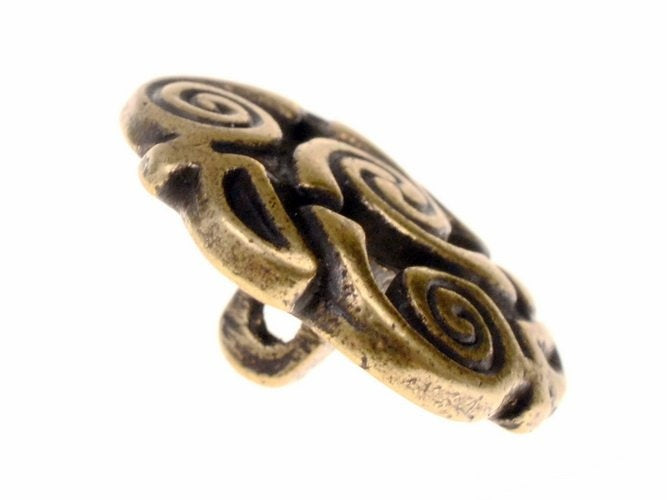 Celtic spiral buttons, set of 5 pieces, brass