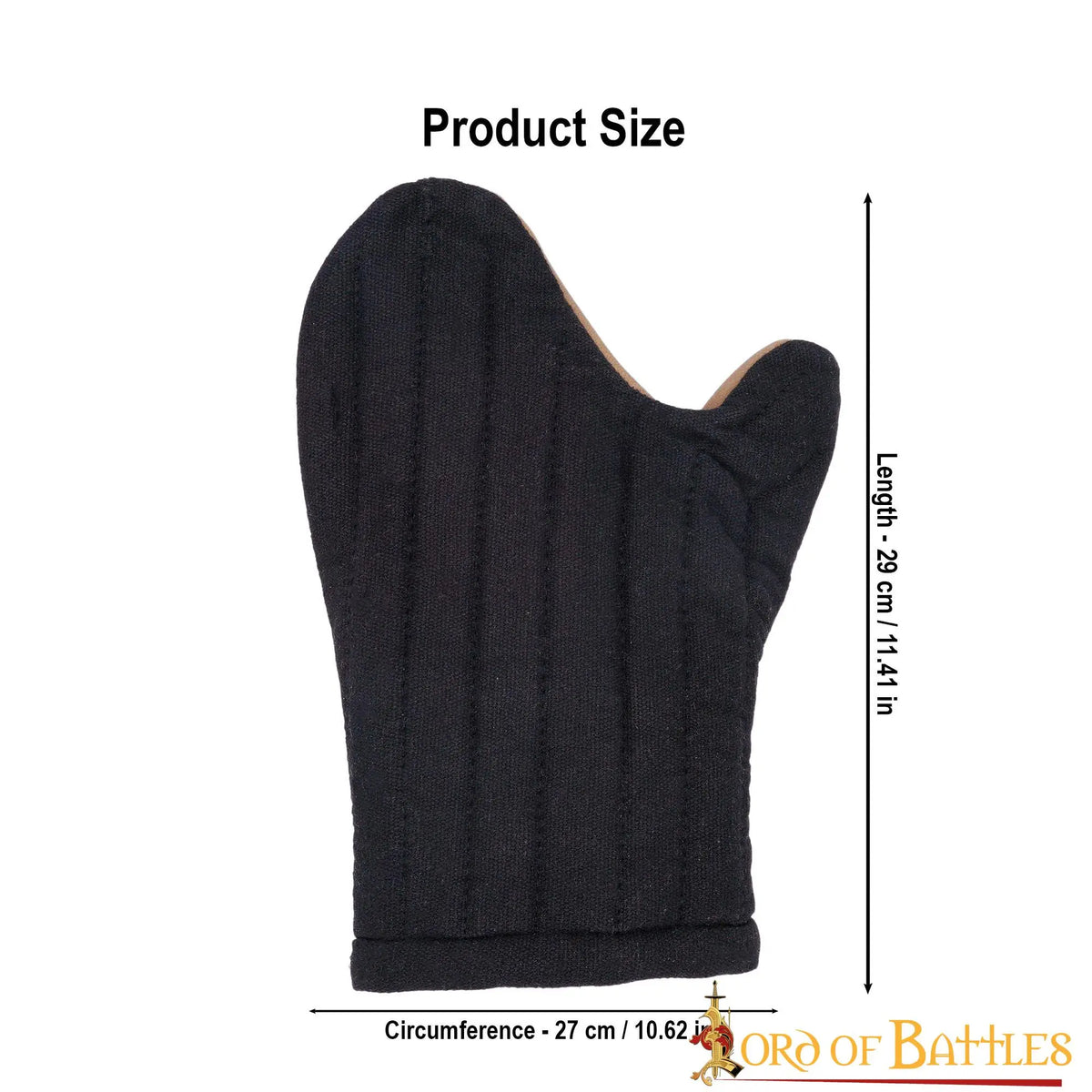 Padded mittens, muffs for reenactment, black