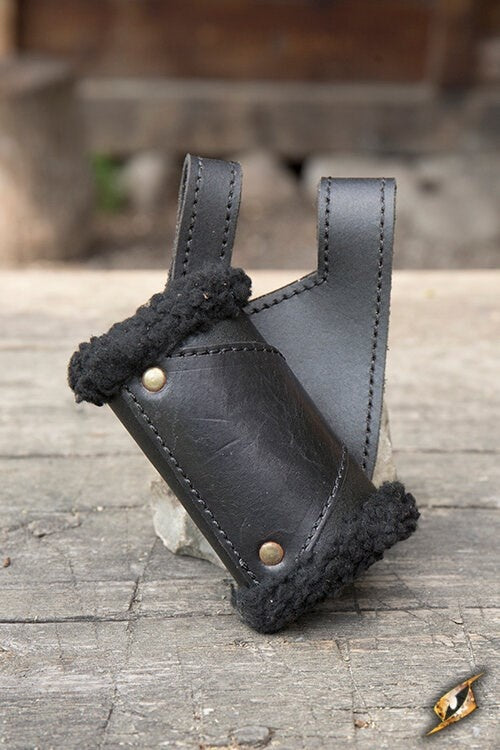LARP Sword Holder, leather, with fur, left-handed