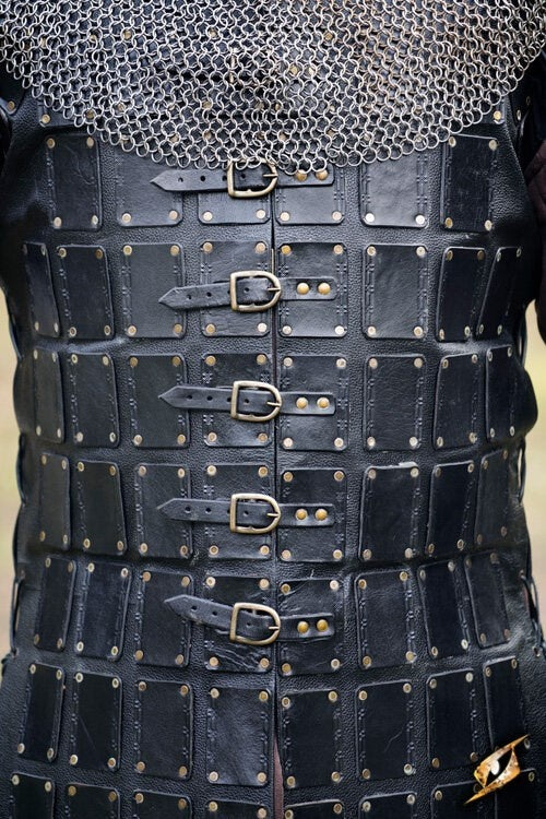 Leather brigandine long, black