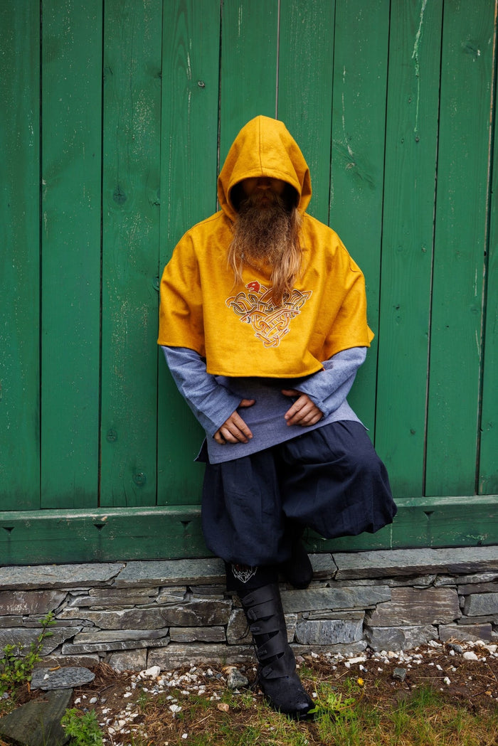 Viking chaperon Bjomolf, mustard yellow, wool mix