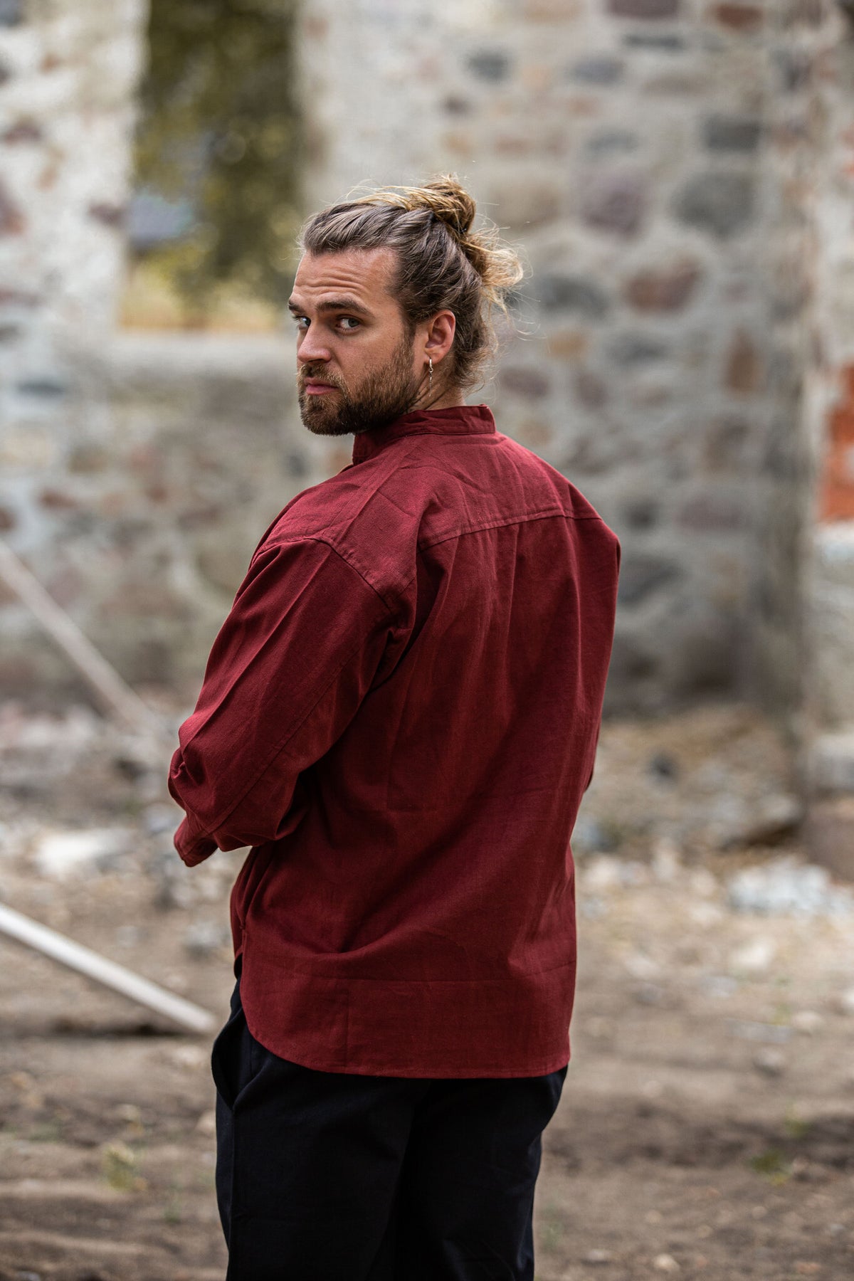 Hand-woven shirt, red