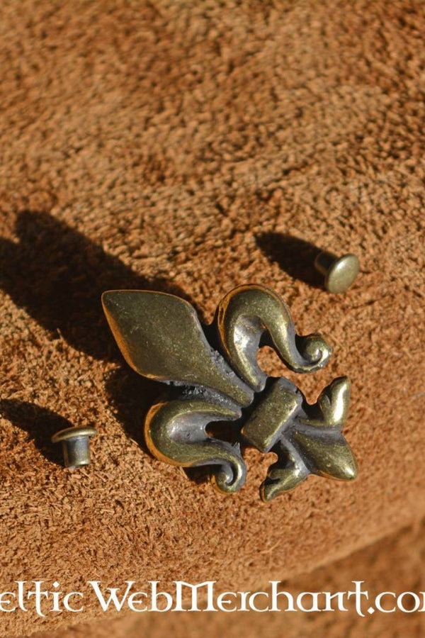 Fleur-de-lys belt fittings (set of 5 pieces), silvered bronze
