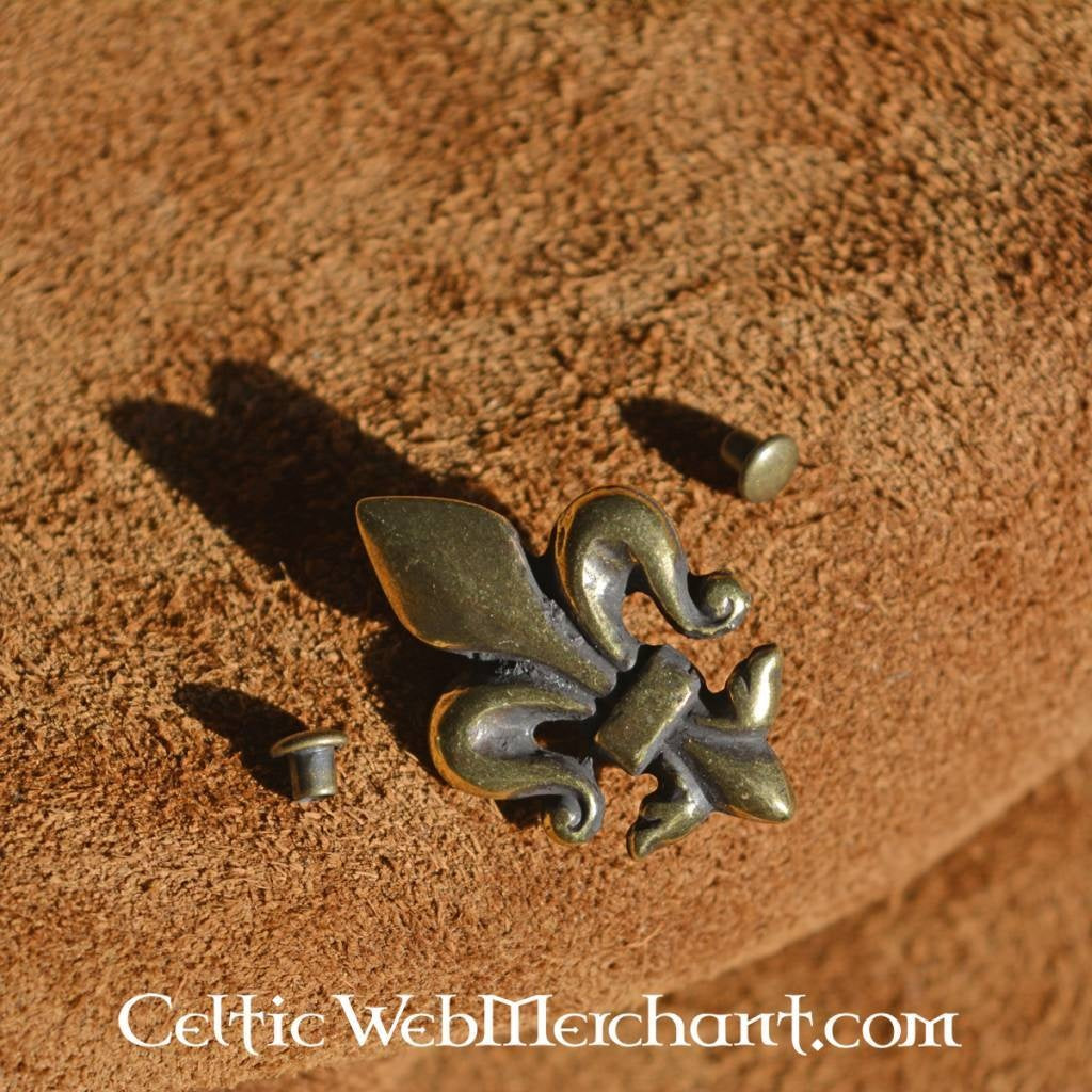 Fleur-de-lys belt fittings (set of 5 pieces), silvered bronze