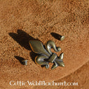 Okucia pasa fleur-de-lys (zestaw 5 szt.), posrebrzany brąz