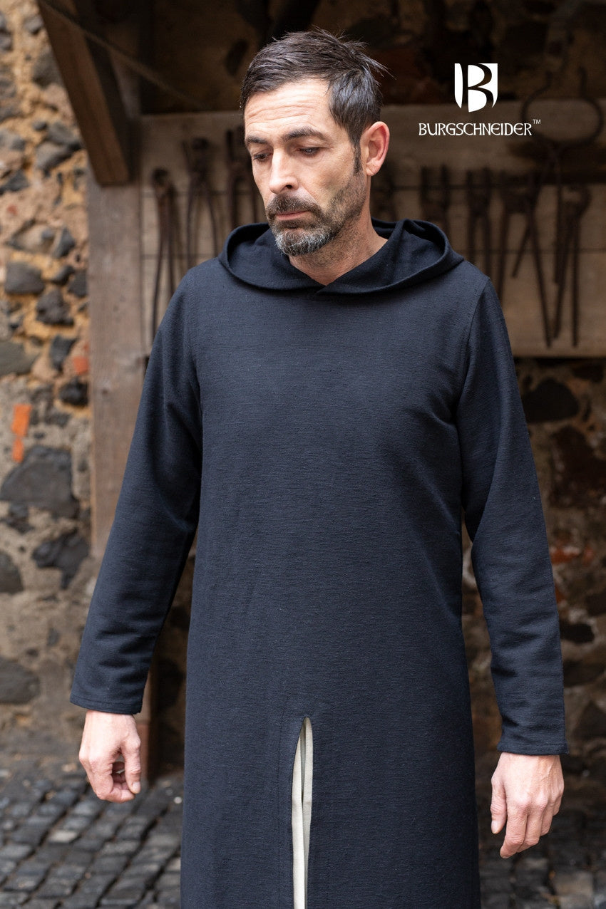 High-medieval tunicella with hood Renaud, black