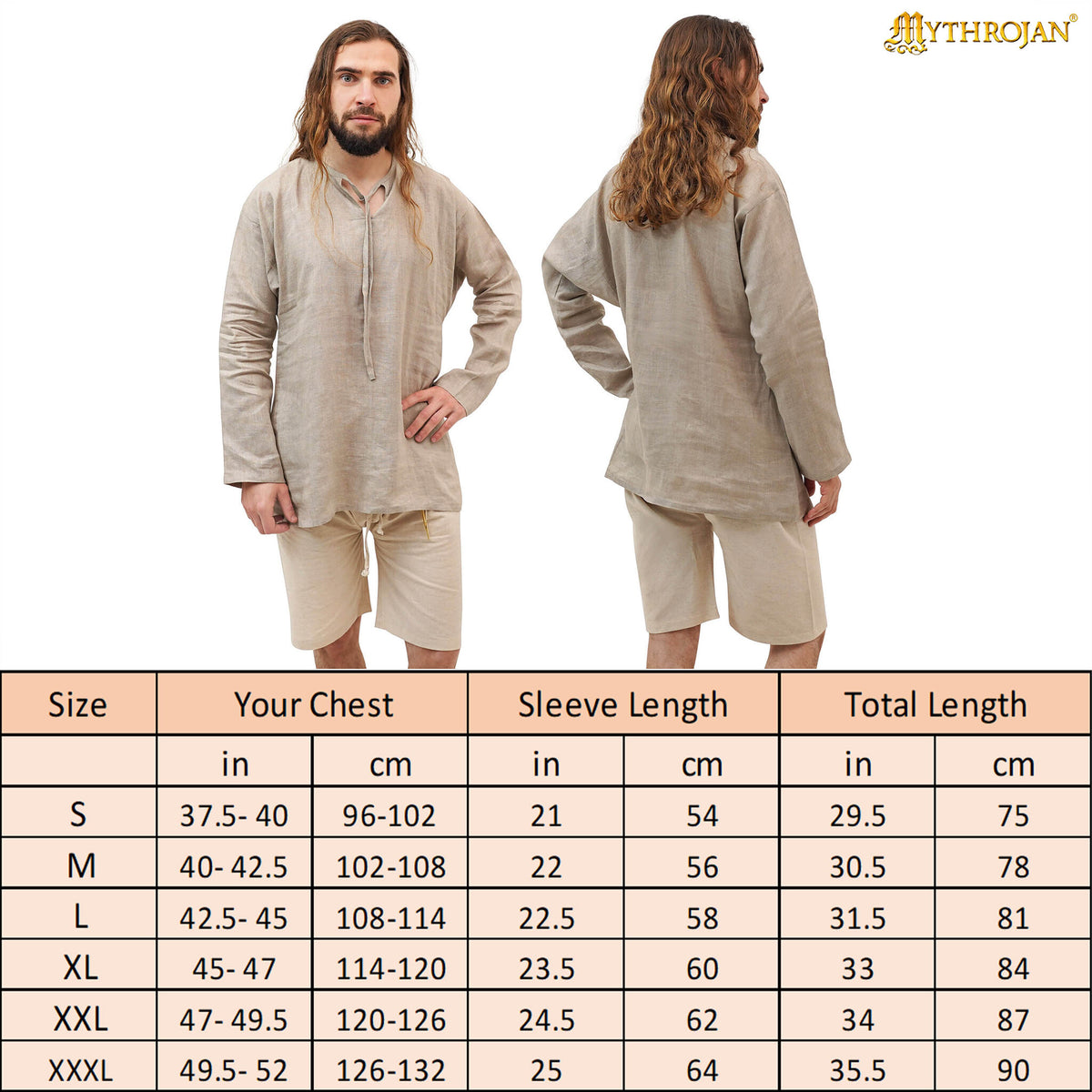 Medieval Viborg tunic, undertunic, linen, natural