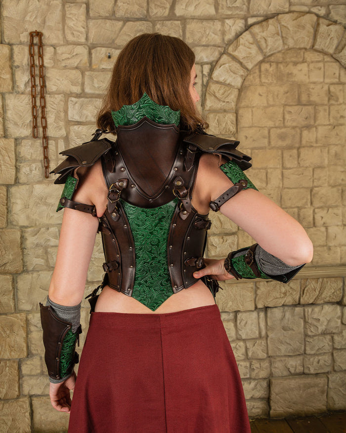 Leather ladies' armour Morgana, brown-green