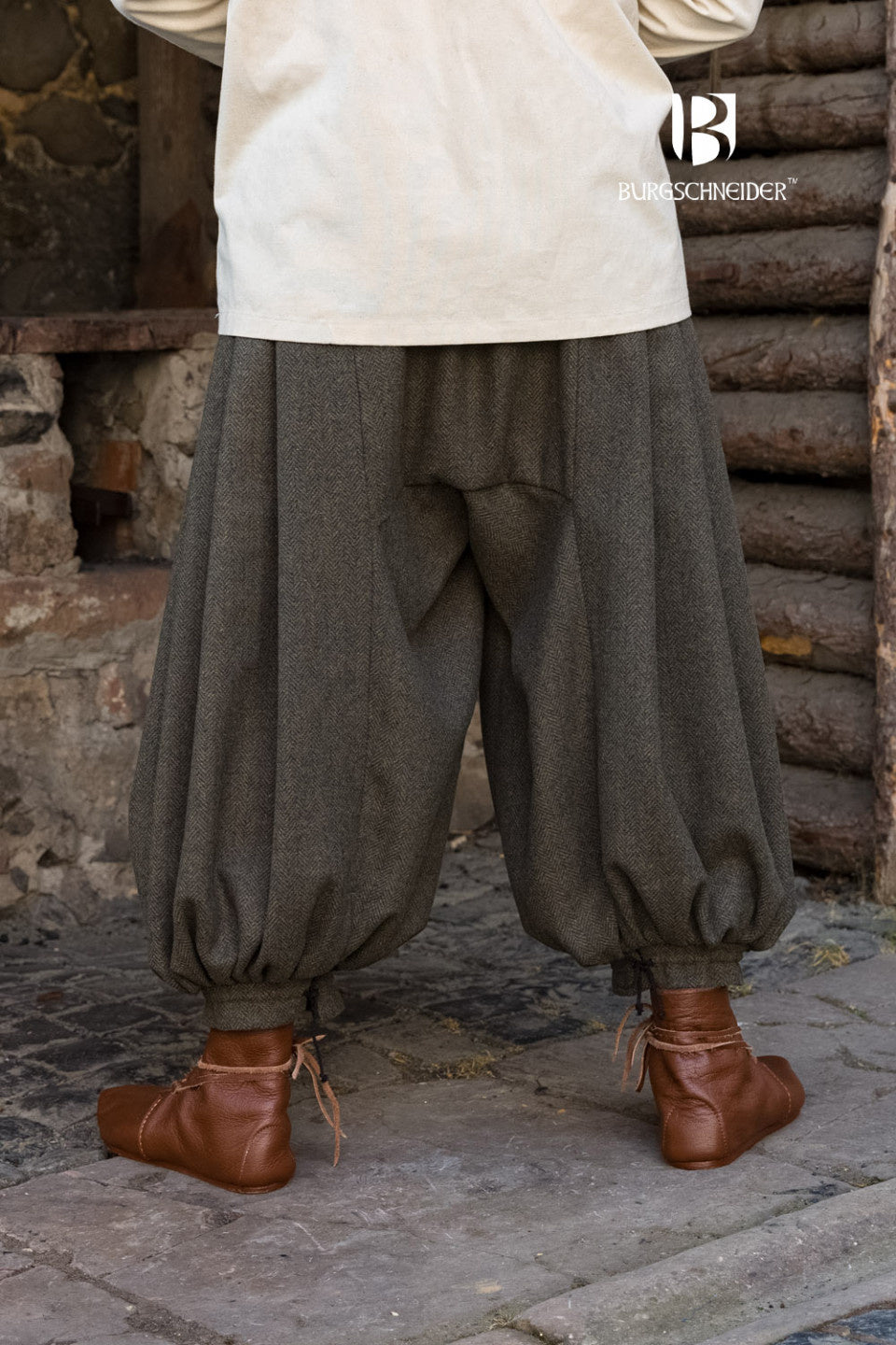 Rusvik Viking trousers Borys, herringbone pattern, olive/grey, wool mix