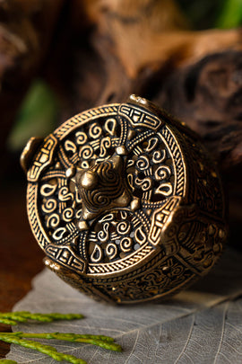 Grande broche tambour viking, en bronze