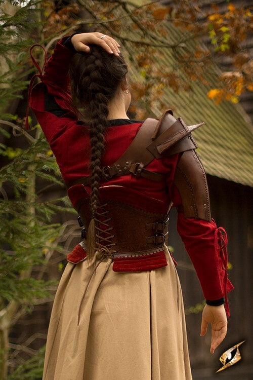 Cuirasse d’épaule en cuir, brune