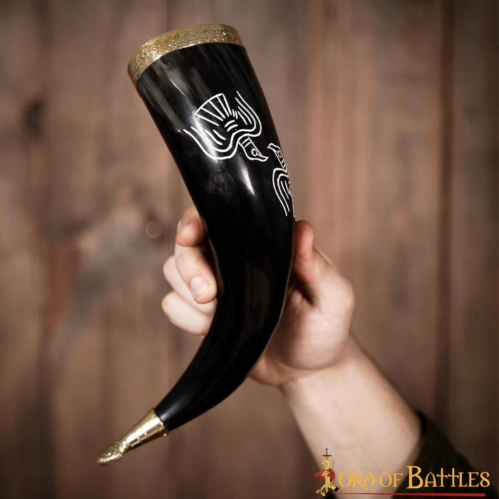 Engraved Odin drinking horn, 300-500 ml