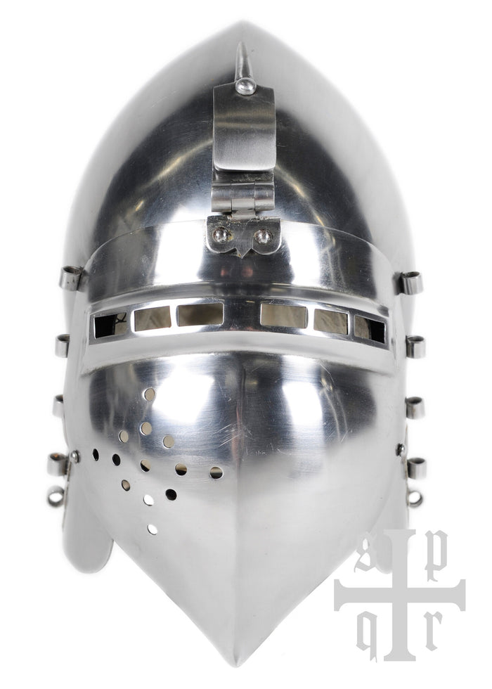 German hinged visor bascinet 1370, 2 mm (battle-ready)
