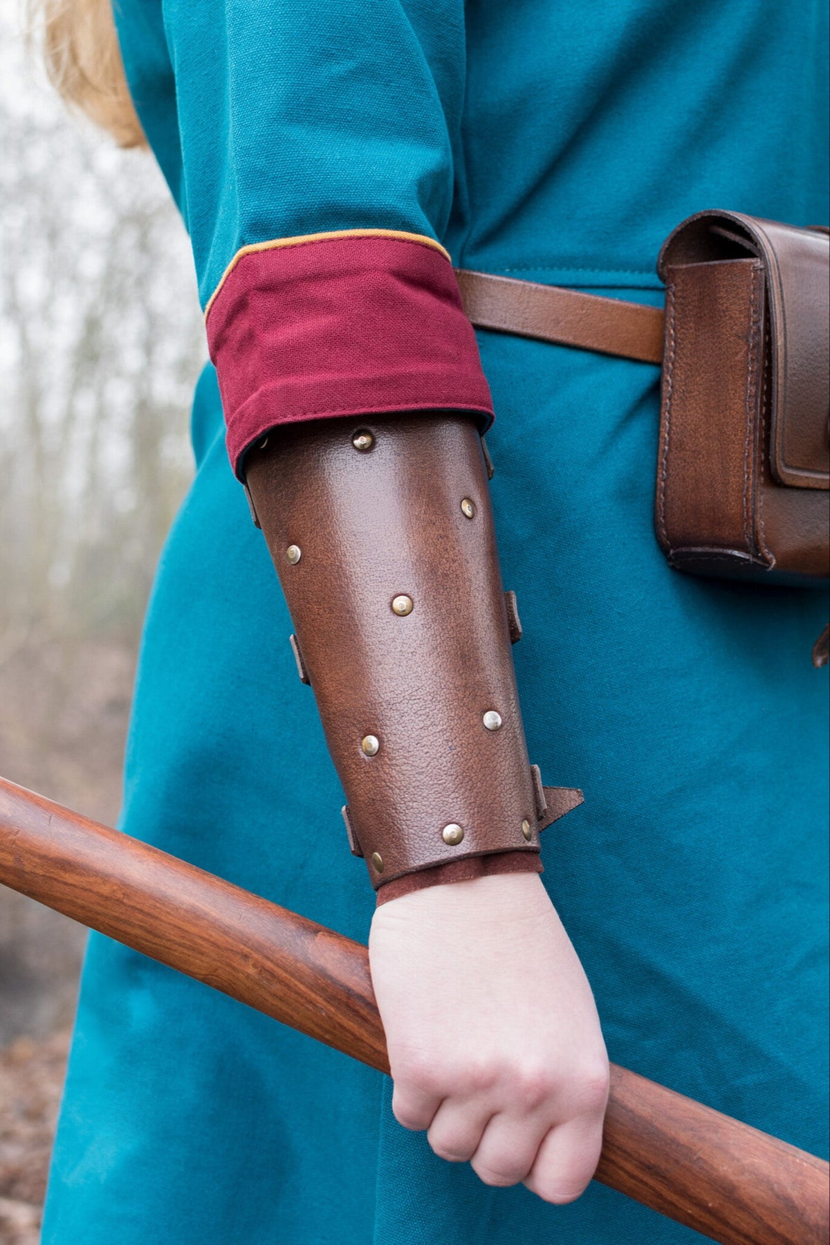 (Early) Medieval dress Gesine, teal blue-red