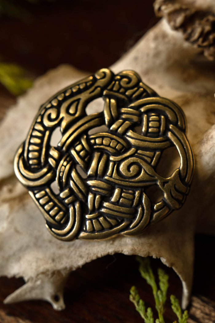 Viking fitting Midgard snake, brass