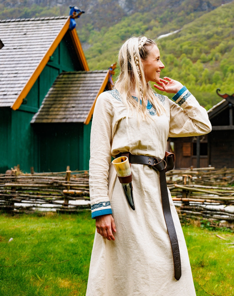 Viking dress Lagertha, natural-blue