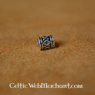 Viking beard bead with lozenge pattern, sterling silver