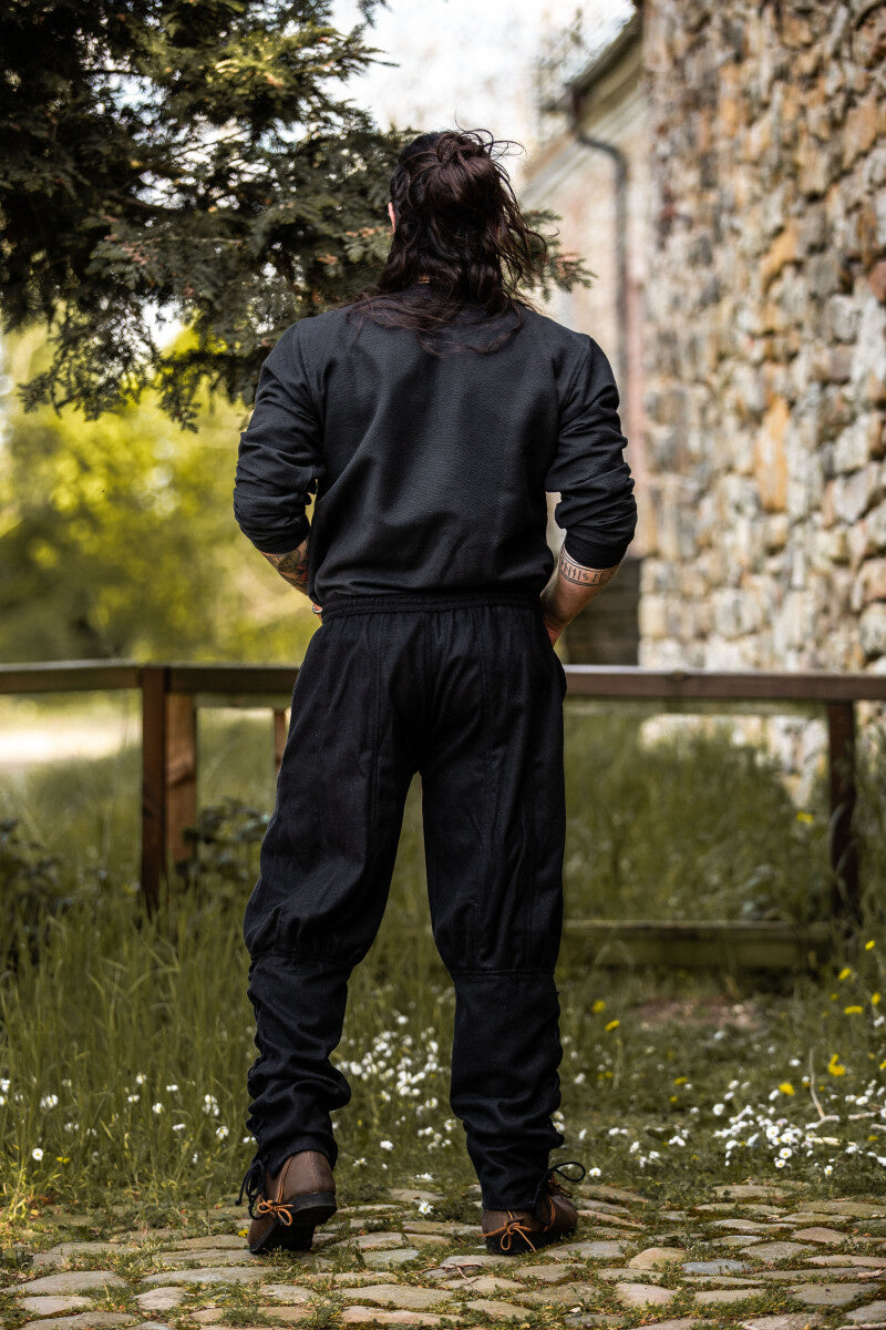 Pantaloni vichinghi Jorvik, neri, misto lana