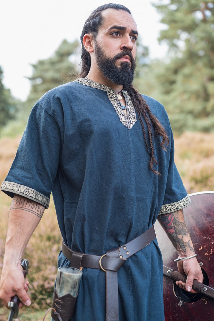 Celtic tunic, short sleeves, dark blue
